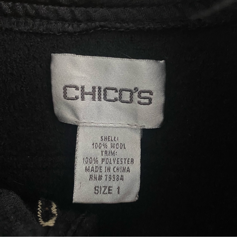 Chico's Boiled Wool Jacket Black Button Front Box… - image 8